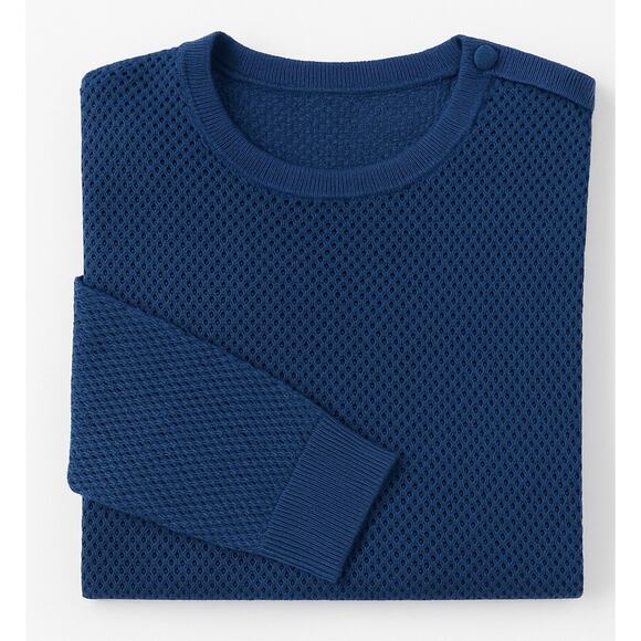 APC Rue Madame Blue Textured Knit Sweater Women S M long sleeve Blouse Fitted - Picture 2 of 9